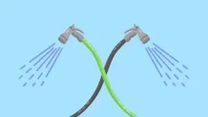 Two garden hoses crossed