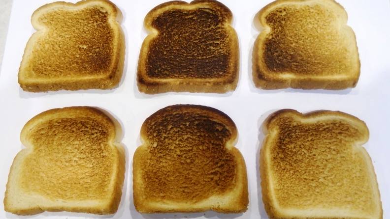 Toast that we broiled showed evidence of a hot spot in the center of the broiler