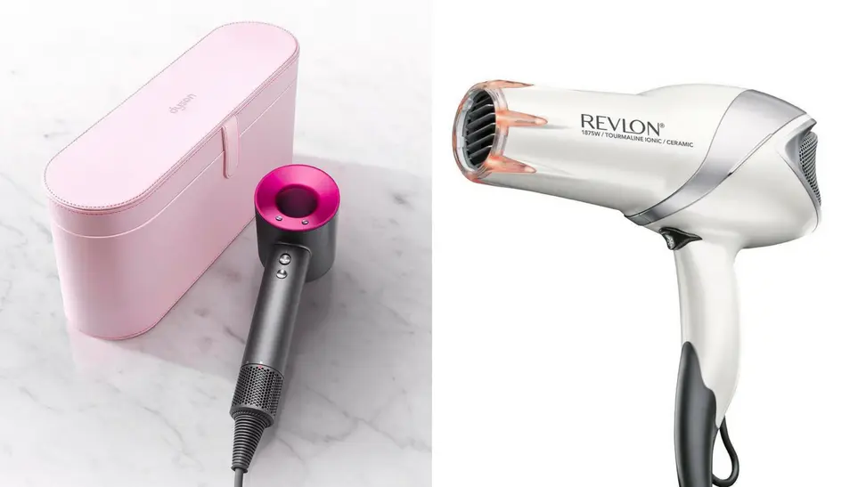 A Dyson Hair Dryer and a Revlon Hair Dryer