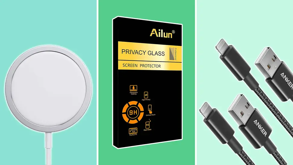 Phone charger, phone screen protector, Anker lightning cables